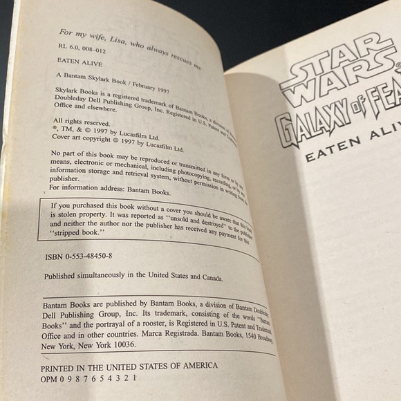 Star Wars Galaxy of Fear #1: Eaten Alive by John Whitman - Paperback Novel - Picture 4 of 5